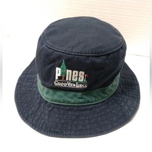 Pines Grandview Lodge Bucket Hat Blue Green Embroidered by Imperial Childs Size